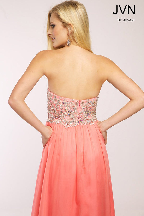 JVN by Jovani 98616 Coral Sweetheart Chiffon Dress JVN by Jovani 