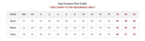 Jazz Couture Prom Dress size chart