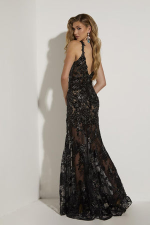 JASZ Couture 7367 Lace Illusion Fitted Dress Jasz Couture 