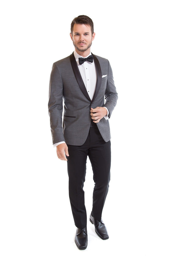 Smoke Grey "Jax" Black Shawl Lapel Tuxedo Dinner Jacket