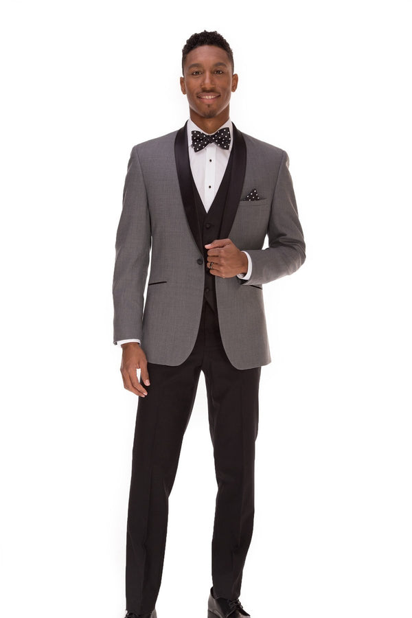 Smoke Grey "Jax" Black Shawl Lapel Tuxedo Dinner Jacket