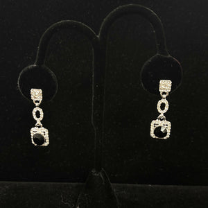 Rhinestone Dainty Square Drop Earrings Cristal D'Or 