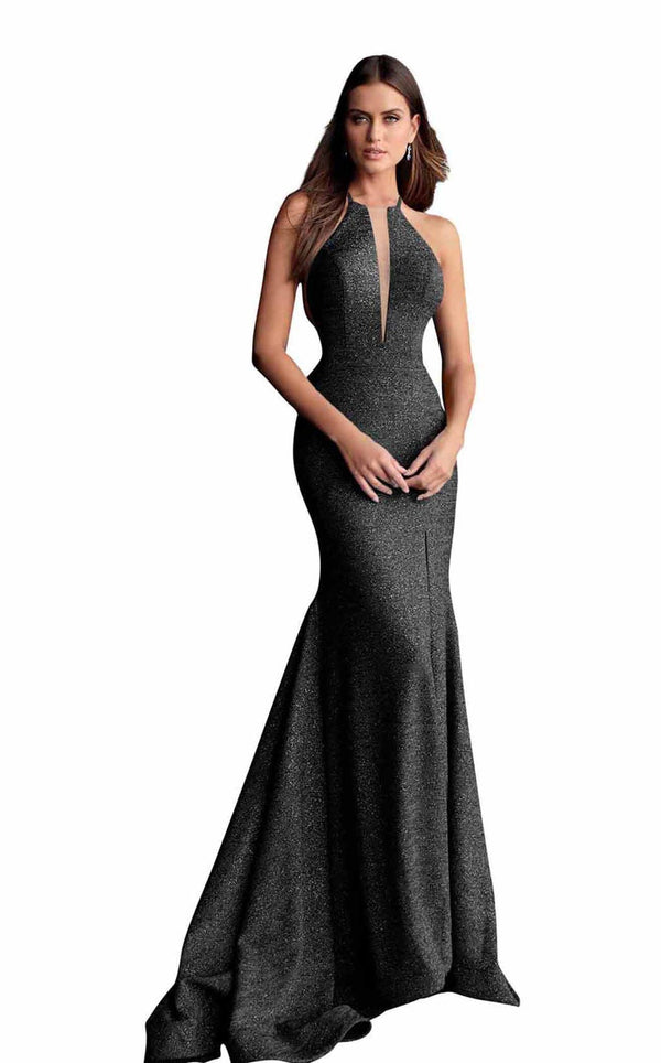 JOVANI 67563 Gunmetal Jersey Mermaid Dress