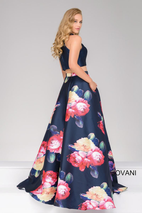 JOVANI 48937 Navy Floral 2 Piece Ballgown Jovani 