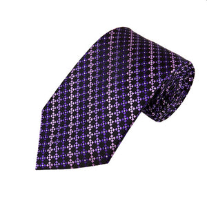 Multi-Shade Purple with Black Cross Box Pattern Tie Manzini Neckwear 