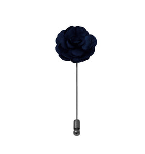 Navy Blue Satin Bow Tie, Pocket Square & Lapel Pin Set Formalwear Outlet 