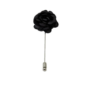 Black Satin Bow Tie, Pocket Square & Lapel Pin Set Formalwear Outlet 