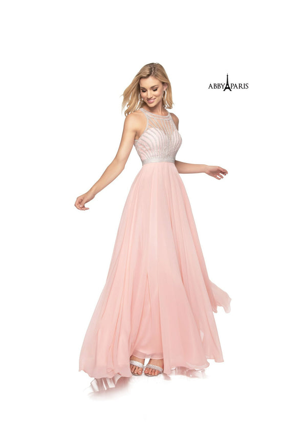 Lucci Lu 95140 Blush Pink Illusion A-Line Dress
