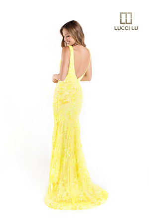 Lucci Lu 1230 Sequin Design Fit-n-Flare Dress Lucci Lu 