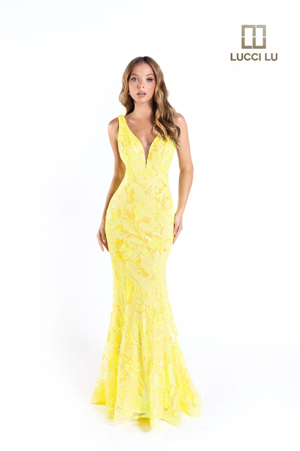 Lucci Lu 1230 Sequin Design Fit-n-Flare Dress Lucci Lu 