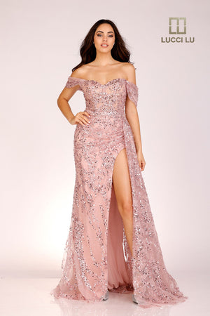 Lucci Lu 1286 French Blue Sequin Embroidered Tulle Dress Lucci Lu 