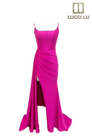 Lucci Lu 1324 Corset Bodice Shimmer Knit Fitted Dress Lucci Lu 