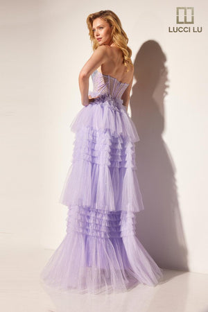 Lucci Lu 1408 Lilac Layered Tulle A-Line Dress Lucci Lu 