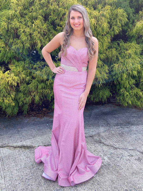Lucci Lu 28036 Pink Shimmer Fit-n-Flare Dress