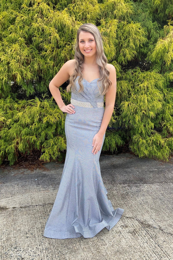 Lucci Lu 28036 Platinum Shimmer Fit-n-Flare Dress