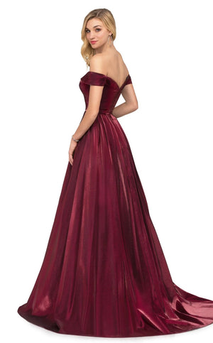 Lucci Lu 28063 Off Shoulder Shimmer Satin A-Line Dress Lucci Lu 