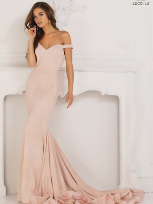 Lucci Lu 28068 Off Shoulder Glitter Knit Dress Lucci Lu 