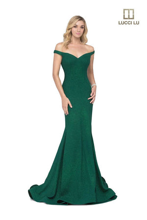 Lucci Lu 28068 Off Shoulder Glitter Knit Dress Lucci Lu 