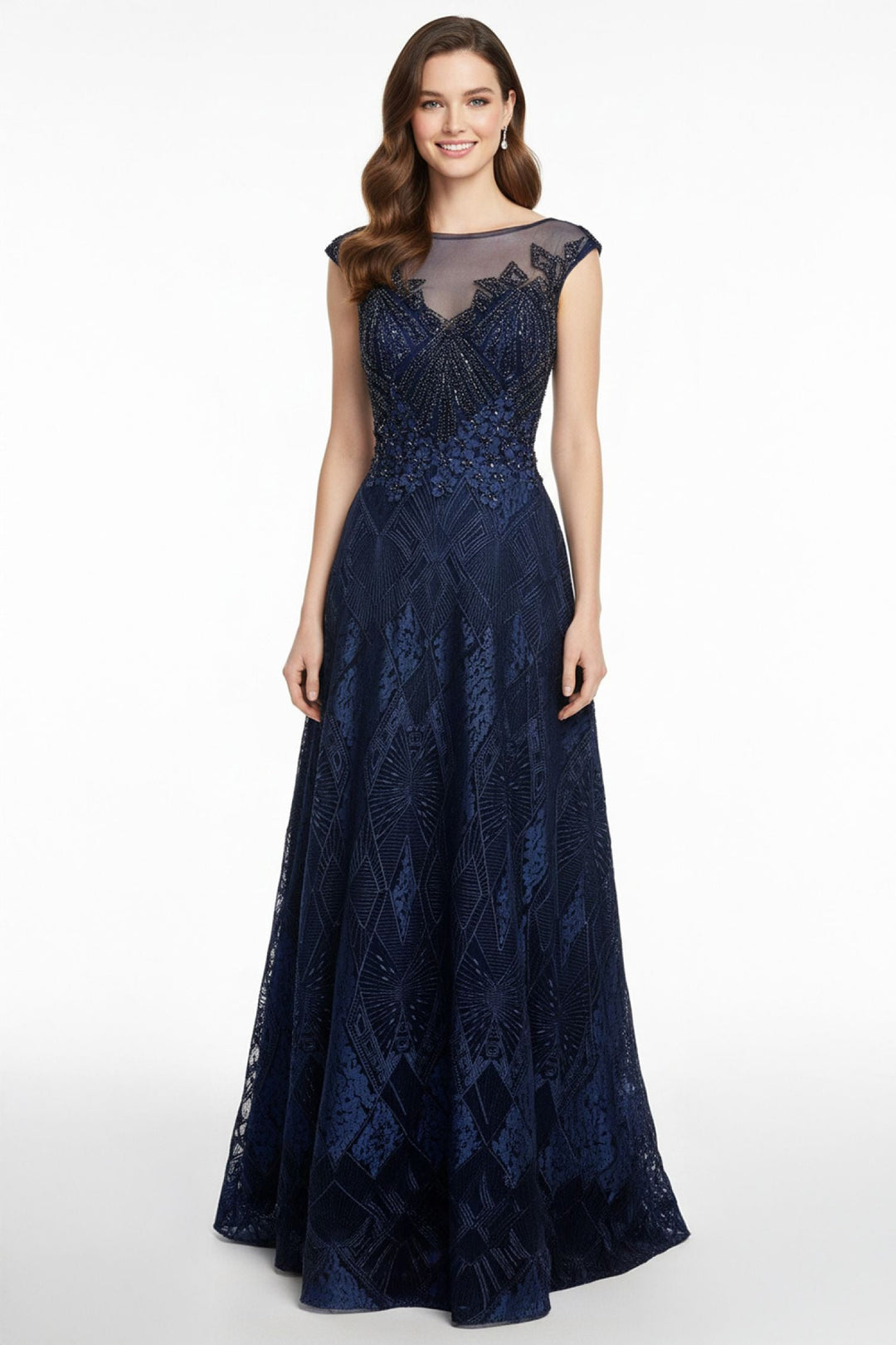 Lucci Lu 28610 Navy Modest A-Line Dress Lucci Lu 