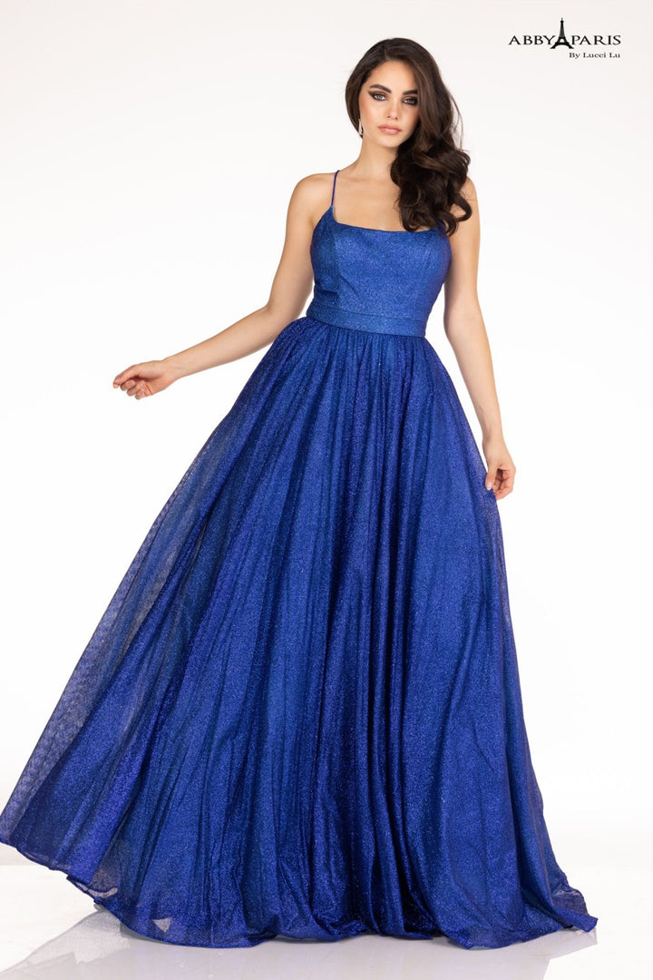 Lucci Lu 90118 Midnight Blue Glitter Tulle Ballgown - Size 8