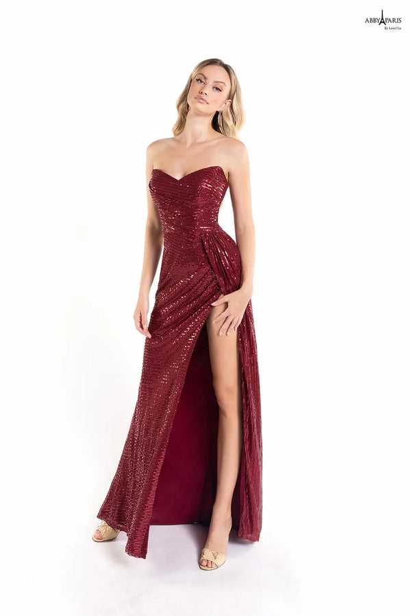 Lucci Lu 90160 Sequin Fitted Dress with Slit Lucci Lu 