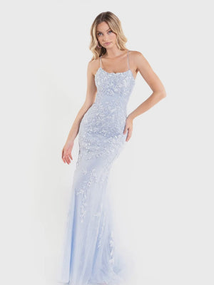 Lucci Lu 90171 Embroidered Lace Fitted Dress with Train Lucci Lu 