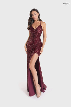 Lucci Lu 90172 Sequin Fitted Dress with Slit Lucci Lu 