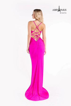 Lucci Lu 90173 Fitted Knit Dress with Lace Up Back Lucci Lu 