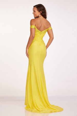 Lucci Lu 90246 Neon Pink Off Shoulder Fitter Dress Lucci Lu 