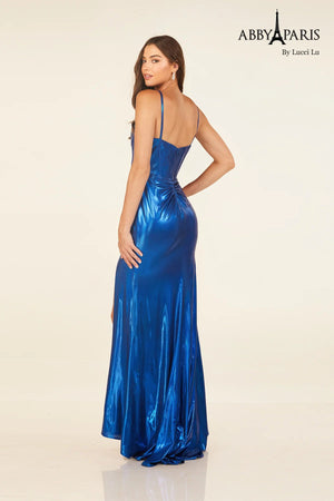 Lucci Lu 90288 Royal Blue Liquid Metallic Fitted Dress Lucci Lu 