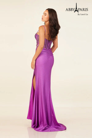 Lucci Lu 90295 Royal Blue Corset Style Glitter Knit Fitted Dress Lucci Lu 