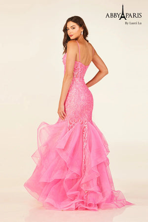 Lucci Lu 90331 Hot Pink Sequin Mermaid Dress Lucci Lu 