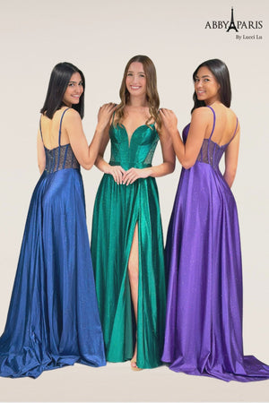 Lucci Lu 90346 Glitter Knit A-Line Dress with Slit Lucci Lu 