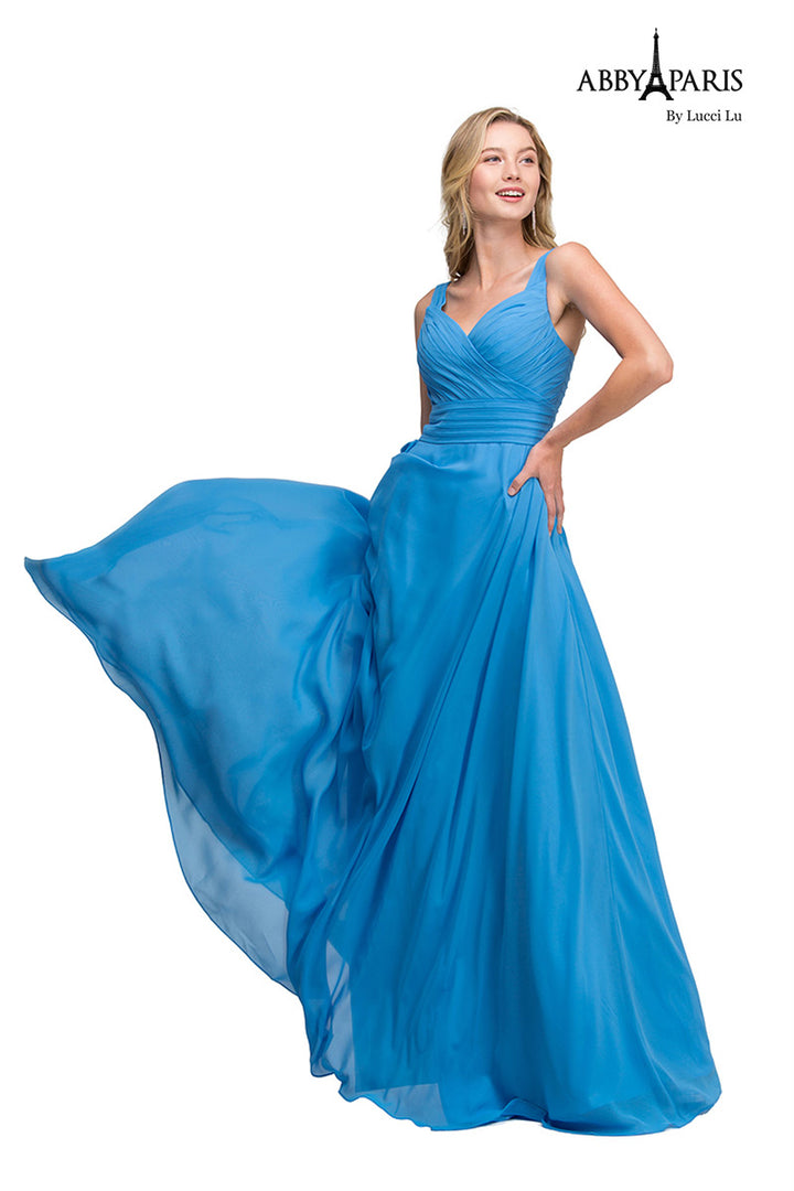 Abby Paris by Lucci Lu 93063 Peri Blue Chiffon Dress