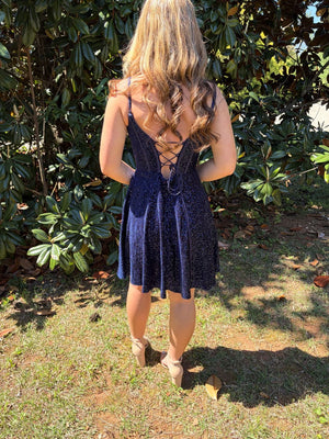 Lucci Lu 94145 Velvet Sequin A-Line Cocktail Dress Lucci Lu 