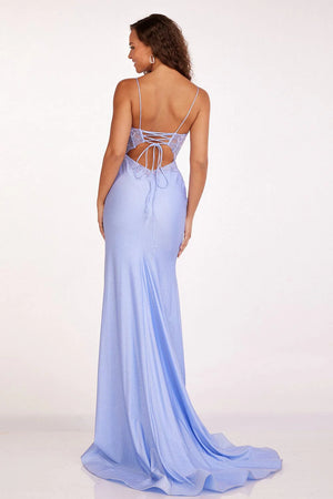 Lucci Lu 90218 Violet Sequin Dress with Lace Up Back Lucci Lu 