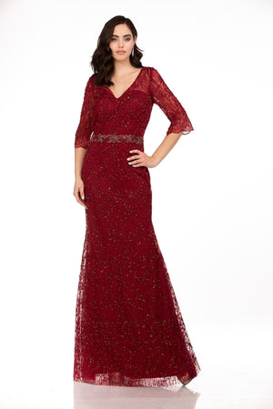 Lucci Lu 6044W Burgundy Beaded Lace Dress Lucci Lu 