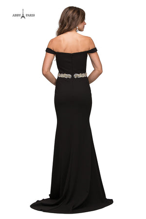 Lucci Lu 95151 Royal Off Shoulder Fit-n-Flare Dress Lucci Lu 