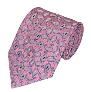 Pink with Grey Paisley Design Woven Tie Manzini Neckwear 