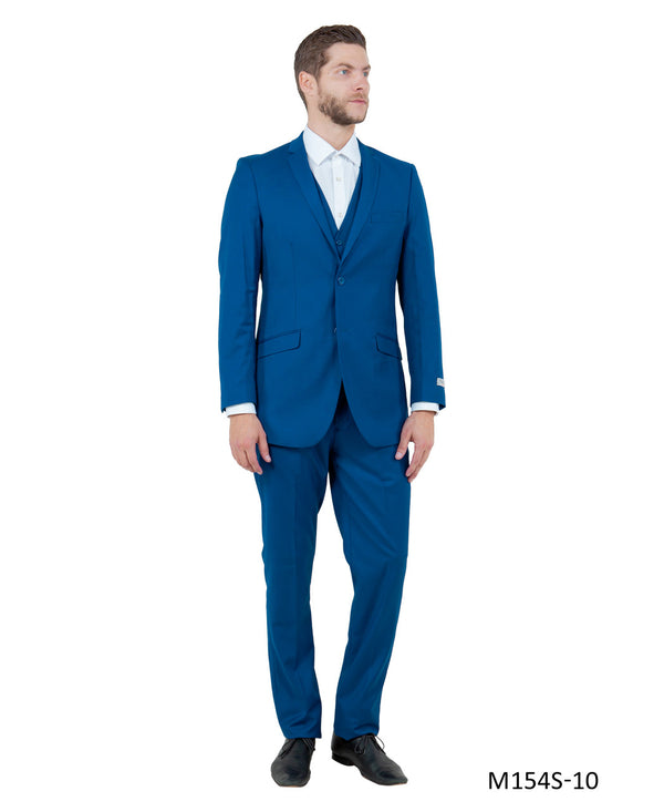 Tazio Three Piece French Blue Slim Fit Suit