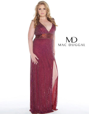 Mac Duggal 4680F Cranberry Sequin Dress Mac Duggal 