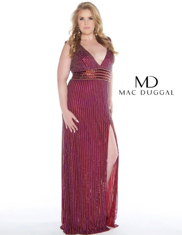Mac Duggal 4680F Cranberry Sequin Dress Mac Duggal 