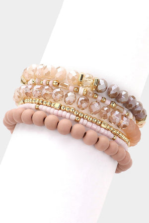 Stretch Beaded Layered Bracelets 6 Piece Set Boutique on Millstone 