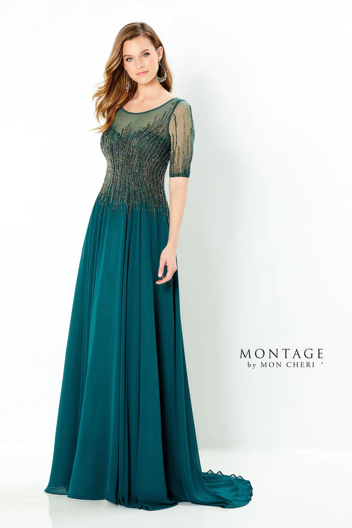 MONTAGE by Mon Cheri  220939 Dark Green Evening Gown - Size 16