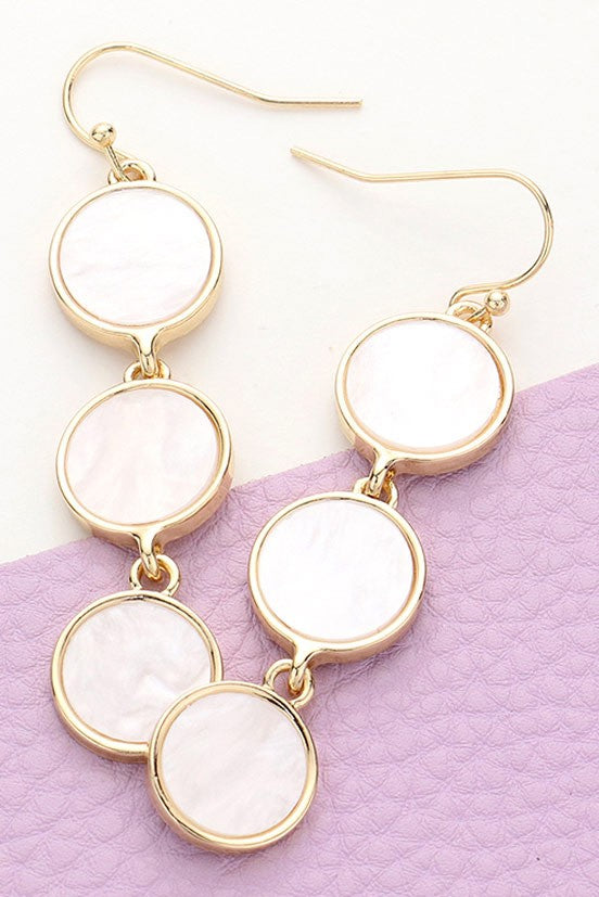 Mother Of Pearl Circle Link Dangle Earrings