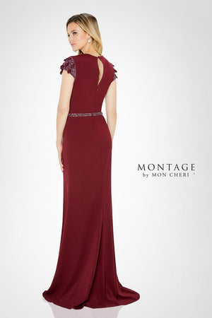 Montage 122902 Wine Cap Sleeve Sheath Dress