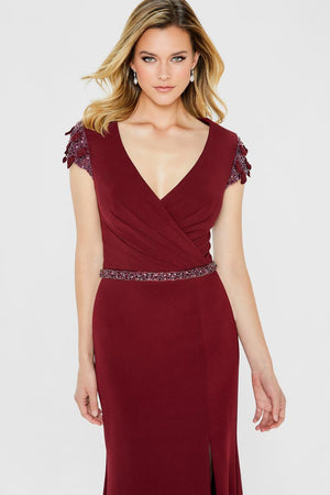 Montage 122902 Wine Cap Sleeve Sheath Dress