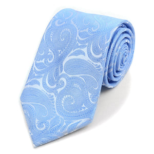 Paisley Microfiber Poly Woven Tie - Baby Blue Laurant Bennet 