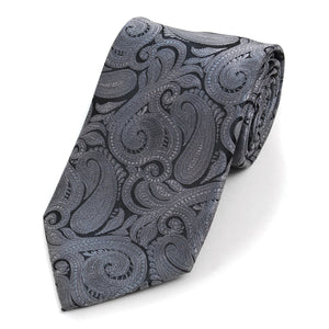 Paisley Microfiber Poly Woven Tie - Gray Laurant Bennet 