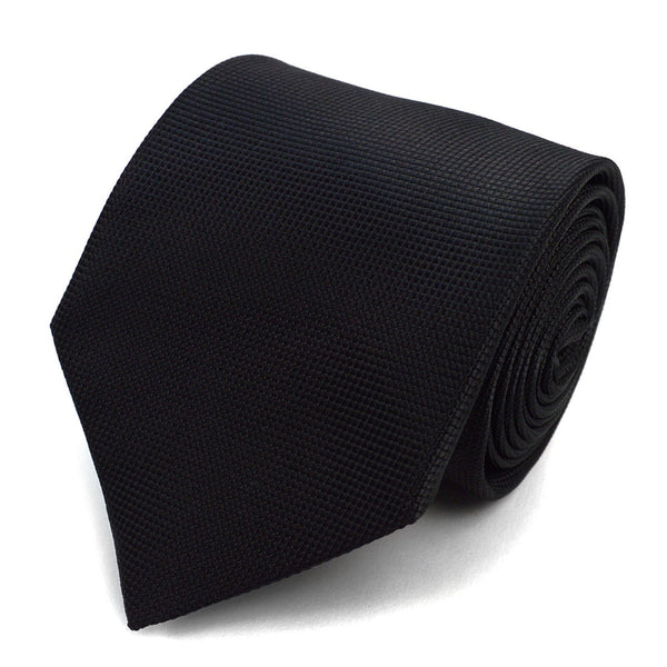 Black Textured Micro Fiber Poly Woven Tie SELININY 